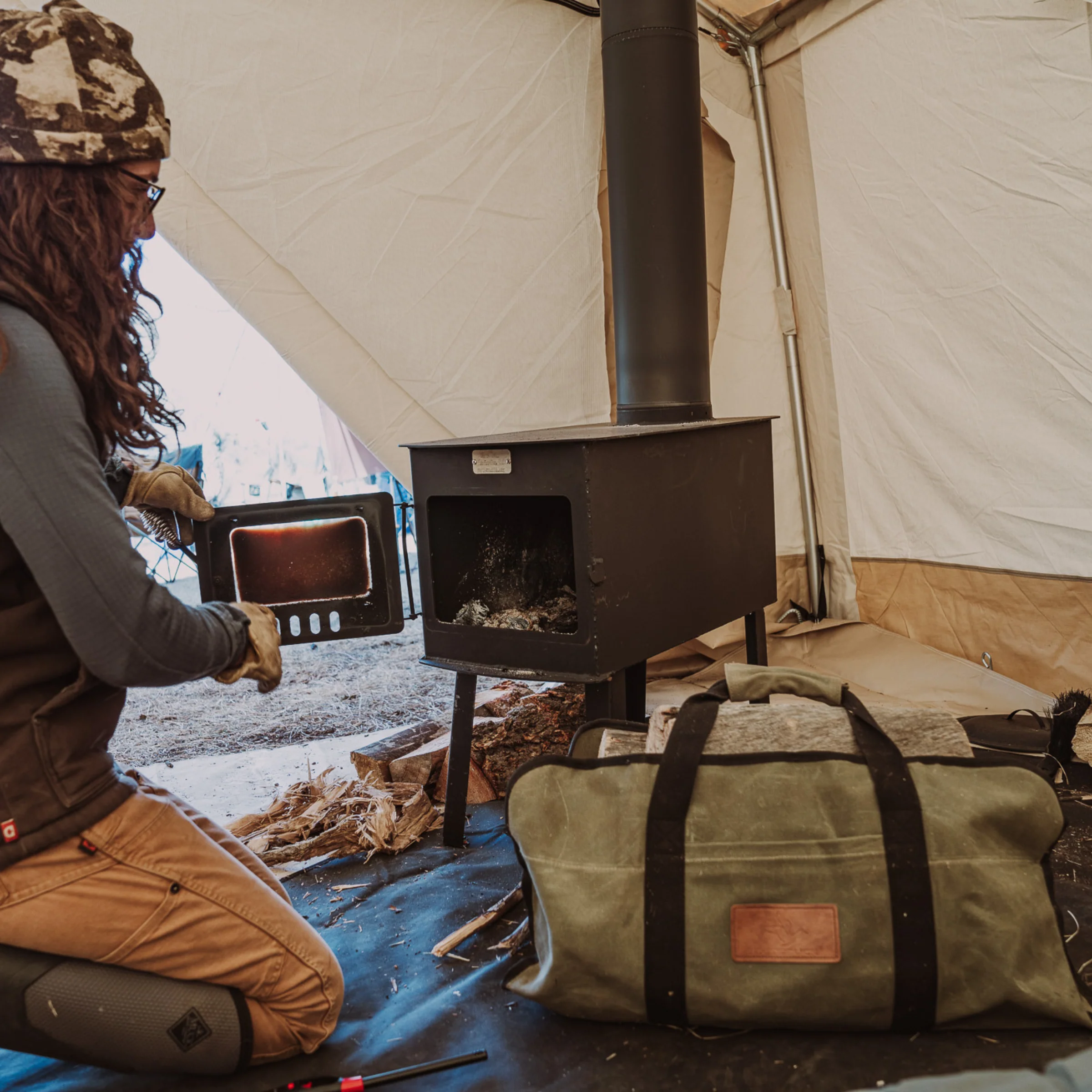 Diamond Shape Canvas Firewood Log Carriers - Image 9