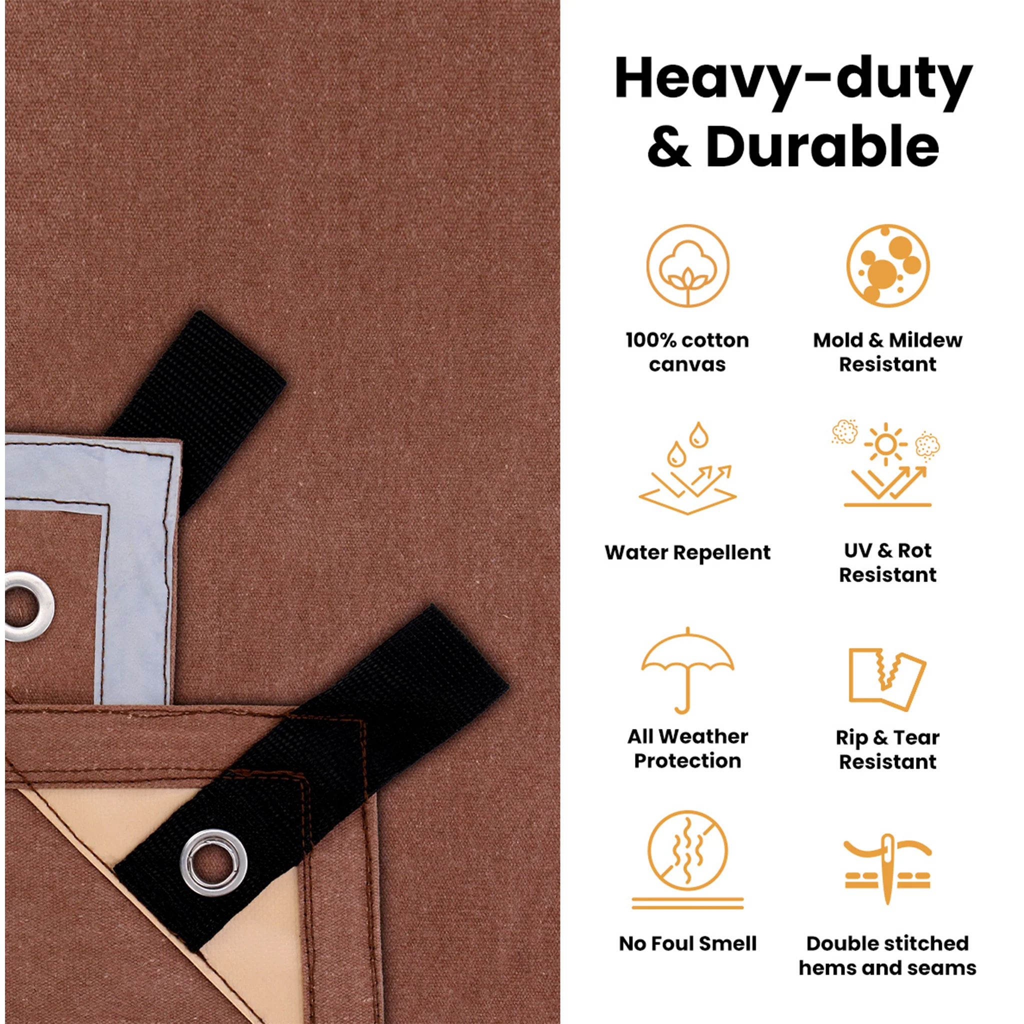 10' x 12' Canvas Tarp – 100% Cotton, 18 oz Heavy-Duty - Image 26